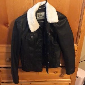 Levi’s black leather jacket